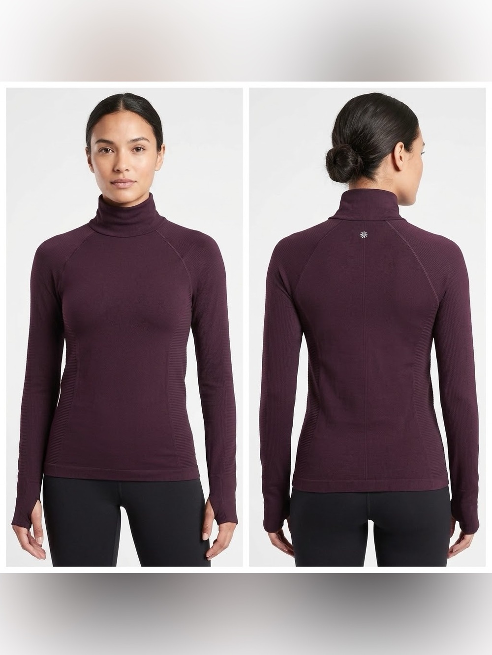 Athleta Flurry Seamless Turtleneck Top - Burgundy / Plum - Size M